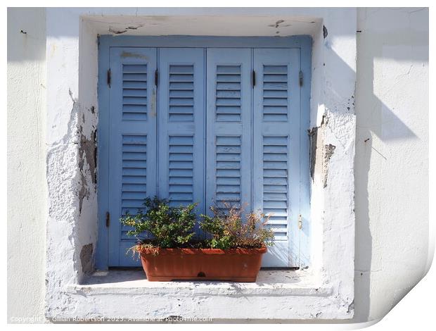 Corfu shutters Print by Gillian Robertson