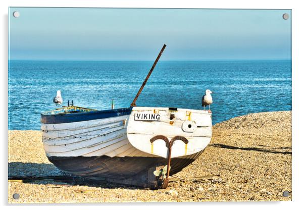 Nostalgic Viking Vessel on Aldeburgh Shores Acrylic by Steven Dale