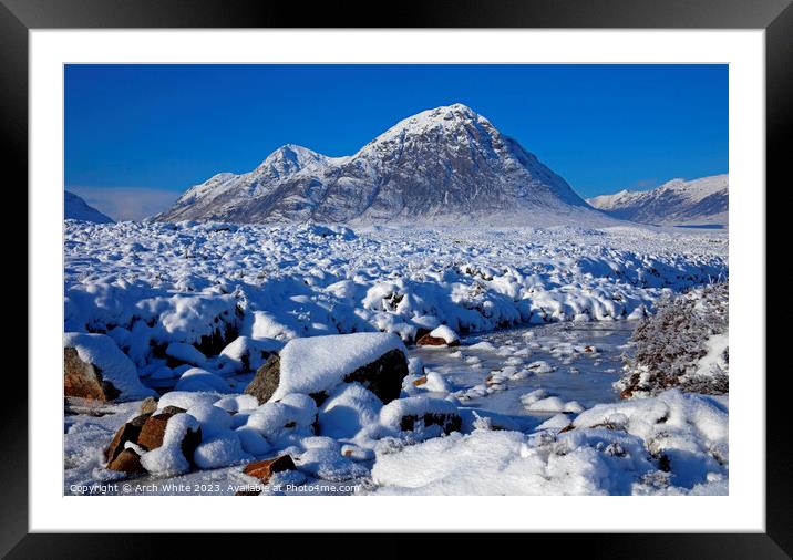 Snow covered Buachaille Etive Mor, Lochaber Framed Mounted Print by Arch White