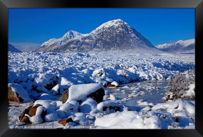 Snow covered Buachaille Etive Mor, Lochaber Framed Print by Arch White