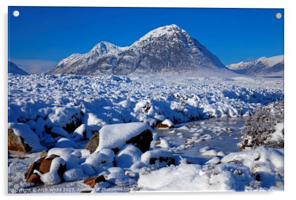 Snow covered Buachaille Etive Mor, Lochaber Acrylic by Arch White