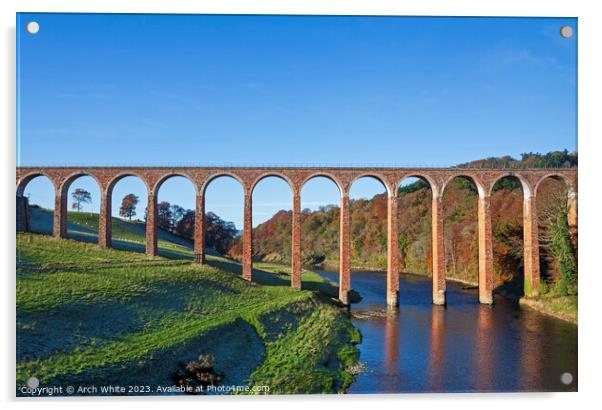 The Leaderfoot Viaduct near Melrose, Scottish Bord Acrylic by Arch White
