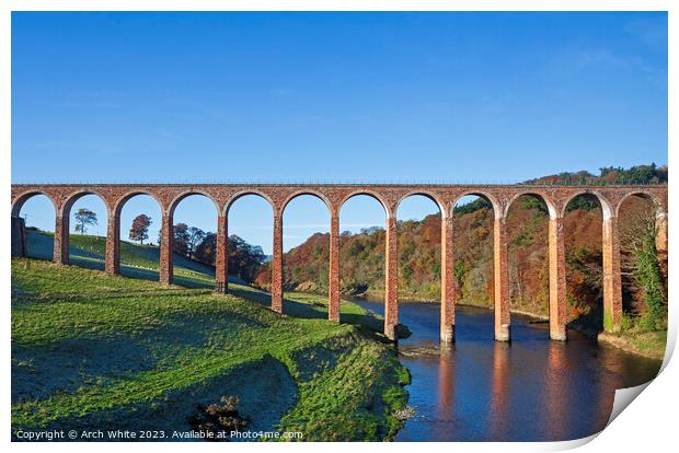 The Leaderfoot Viaduct near Melrose, Scottish Bord Print by Arch White