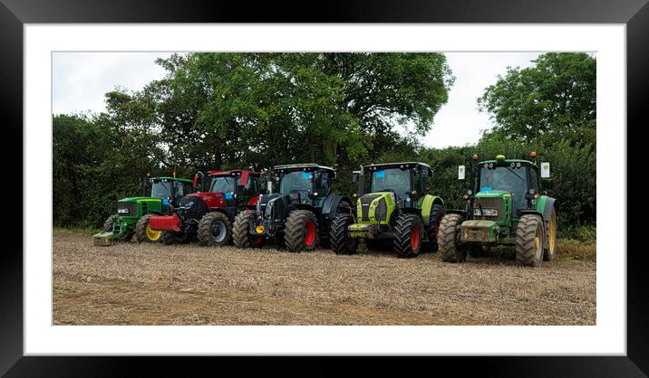 Tractor  in a Cornish field Framed Mounted Print by kathy white