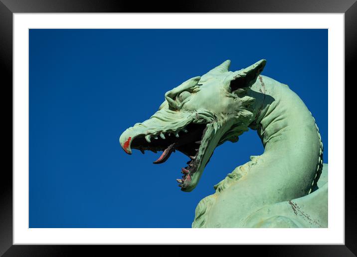 Dragon Head With Bloody Mouth Framed Mounted Print by Artur Bogacki