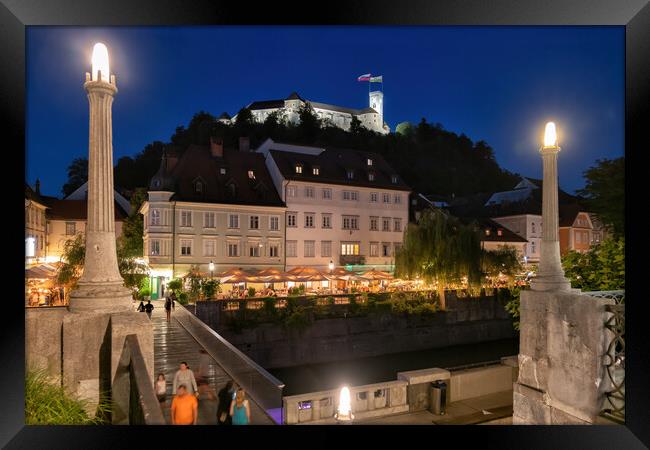 Ljubljana by Night in Slovenia Framed Print by Artur Bogacki