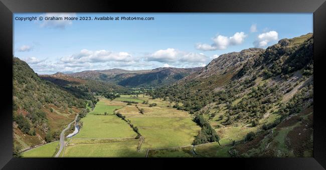 Seathwaite valley and the Borrowdale Fells Framed Print by Graham Moore