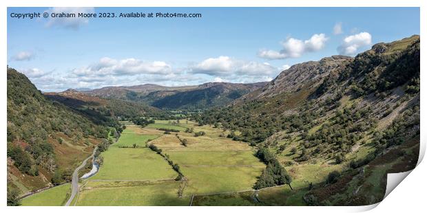 Seathwaite valley and the Borrowdale Fells Print by Graham Moore