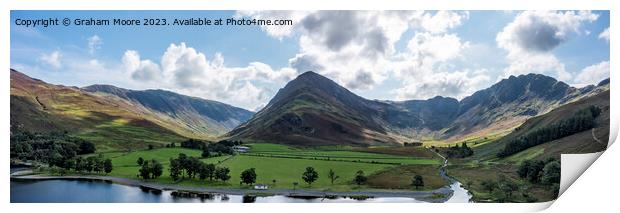 Honister Fleetwith Pike and Haystacks pan Print by Graham Moore