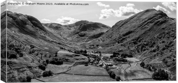 Seathwaite Fell and Base Brown monochrome Canvas Print by Graham Moore