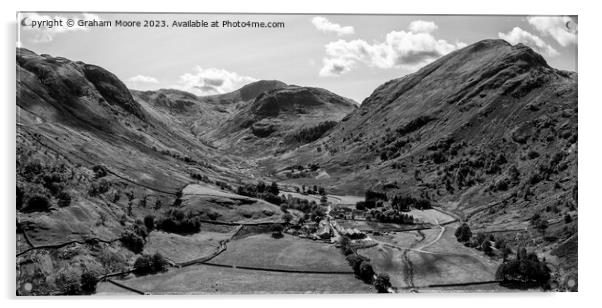 Seathwaite Fell and Base Brown monochrome Acrylic by Graham Moore