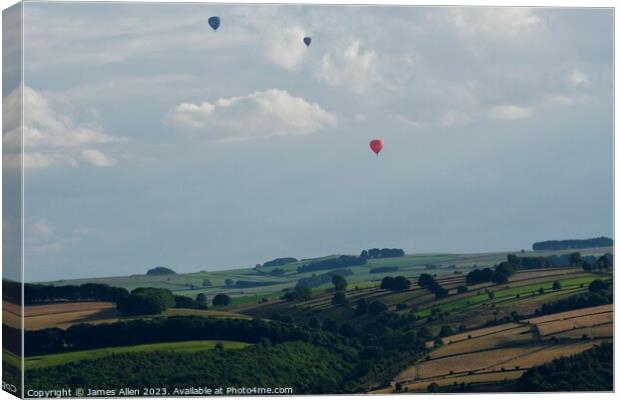HOT AIR BALLOONS OVER DERBYSHIRE DALES Canvas Print by James Allen