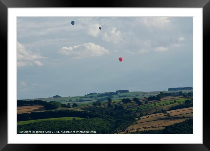 HOT AIR BALLOONS OVER DERBYSHIRE DALES Framed Mounted Print by James Allen