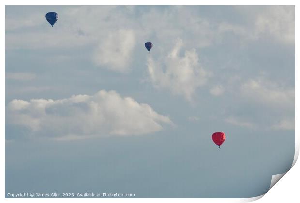 Hot Air Balloons Derbyshire Dales  Print by James Allen