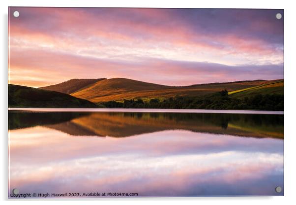 Glenbuck Loch Sunrise Acrylic by Hugh Maxwell