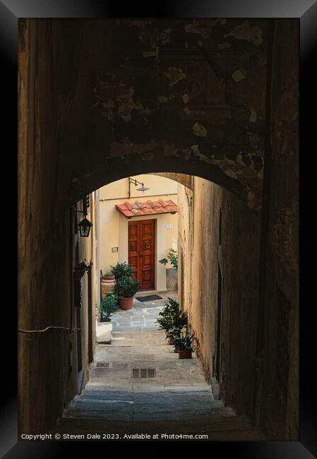 Tuscan Enchantment in Cortona Framed Print by Steven Dale