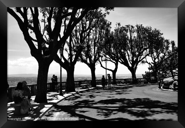Tuscan Horizon: Cortona Tree Silhouettes Framed Print by Steven Dale