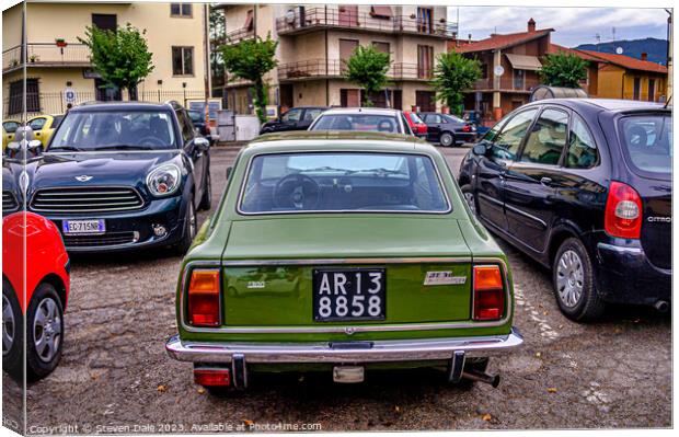 Enchanting Fiat 128 Amidst Tuscan Charm Canvas Print by Steven Dale