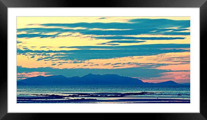 Scottish coastal sunset over Arran Framed Mounted Print by Allan Durward Photography