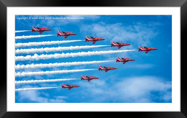 Spectacular Red Arrows Aerial Ballet Framed Mounted Print by Kevin Elias