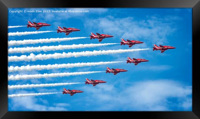 Spectacular Red Arrows Aerial Ballet Framed Print by Kevin Elias