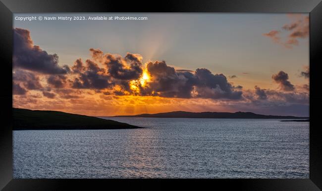 Sunset over Taransay Framed Print by Navin Mistry