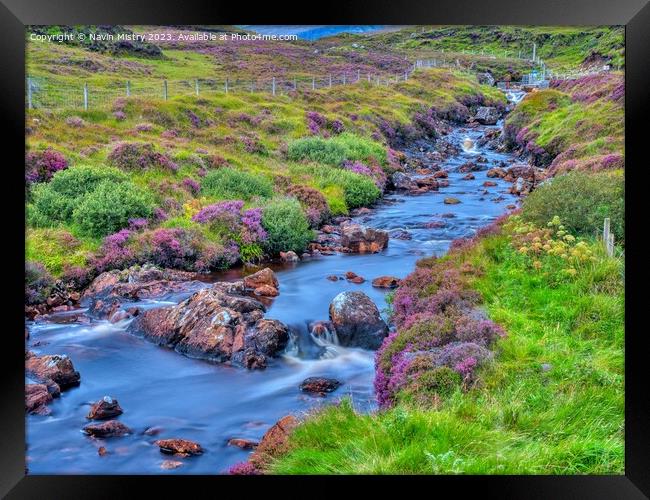 A heather lined Stream, Isle of Harris Framed Print by Navin Mistry