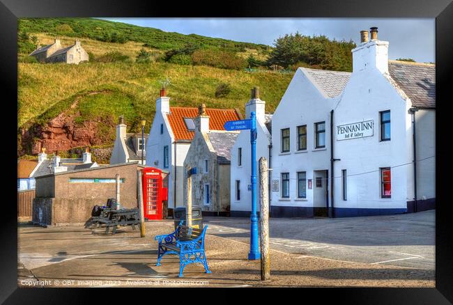 Pennan Inn & Telephone Box Pennan Fishing Village Aberdeenshire Scotland  Framed Print by OBT imaging