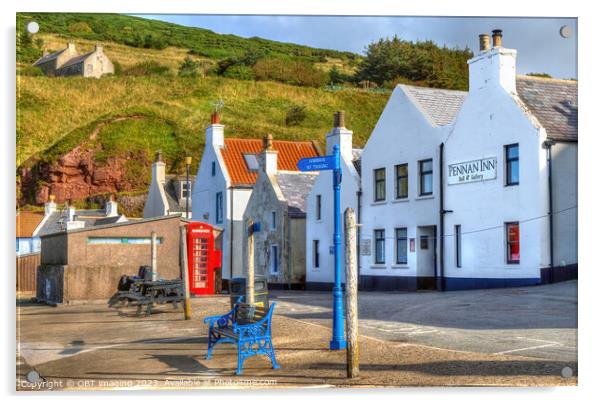 Pennan Inn & Telephone Box Pennan Fishing Village Aberdeenshire Scotland  Acrylic by OBT imaging