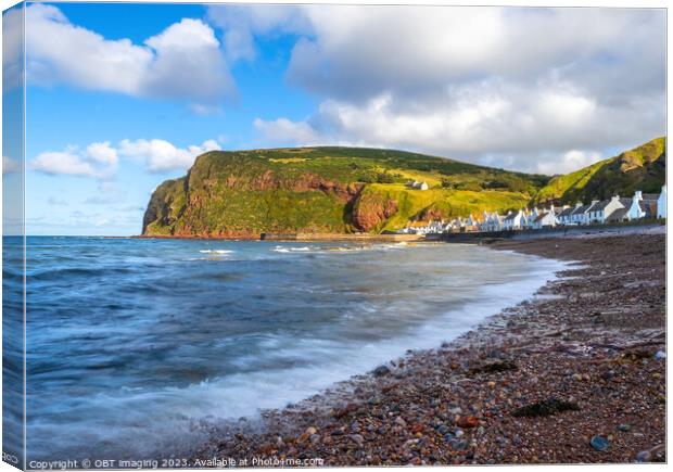 Pennan Village Aberdeenshire Scotland From The Pebble Shore  Canvas Print by OBT imaging