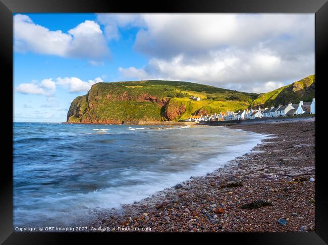 Pennan Village Aberdeenshire Scotland From The Pebble Shore  Framed Print by OBT imaging