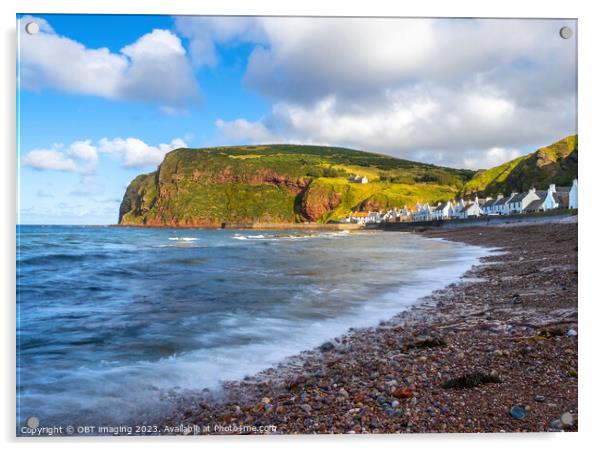 Pennan Village Aberdeenshire Scotland From The Pebble Shore  Acrylic by OBT imaging