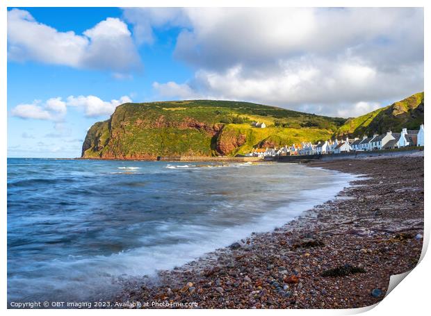 Pennan Village Aberdeenshire Scotland From The Pebble Shore  Print by OBT imaging
