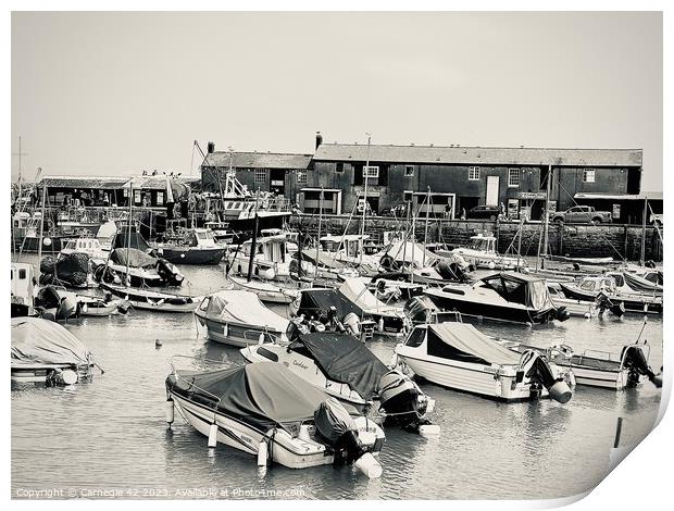 Tranquil Lyme Regis Harbour Panorama Print by Carnegie 42