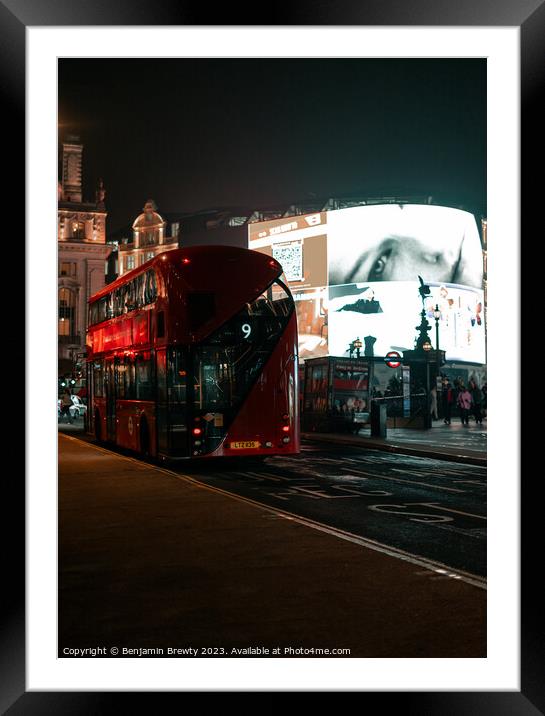 Red London Bus Framed Mounted Print by Benjamin Brewty