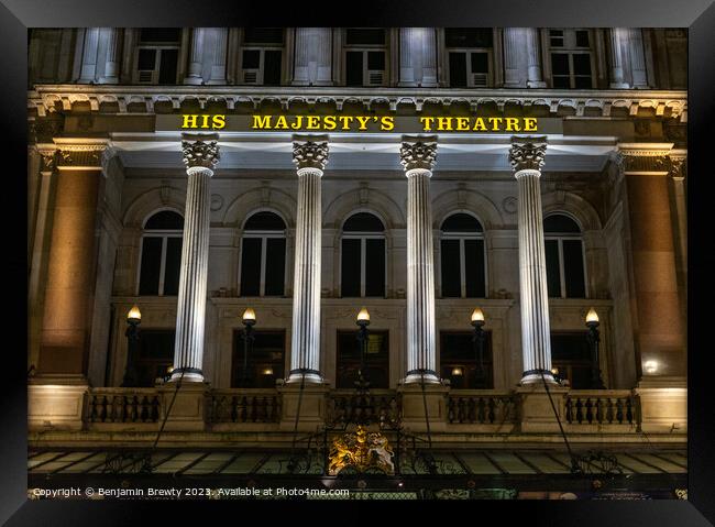 His Majesty's Theatre Framed Print by Benjamin Brewty