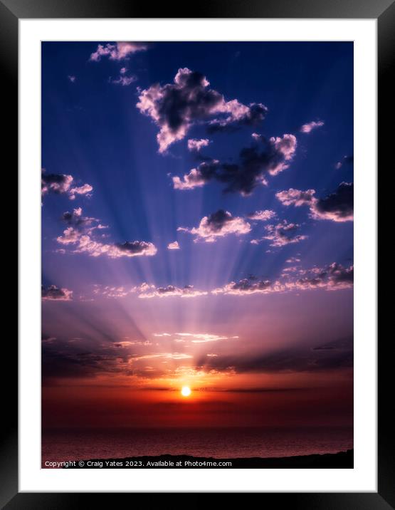 God Rays Sunrise Menorca Spain. Framed Mounted Print by Craig Yates
