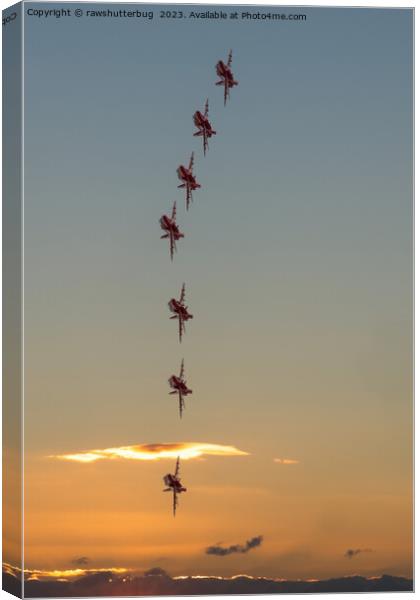 Red Arrows At Sunset Canvas Print by rawshutterbug 