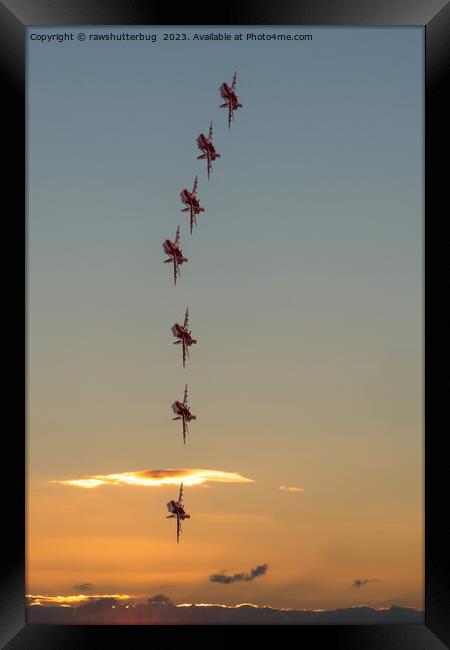 Red Arrows At Sunset Framed Print by rawshutterbug 