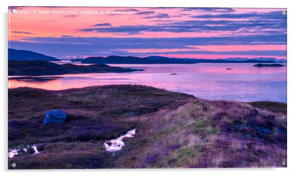 Sunrise over East Loch Tarbert, Isle of Harris Acrylic by Navin Mistry