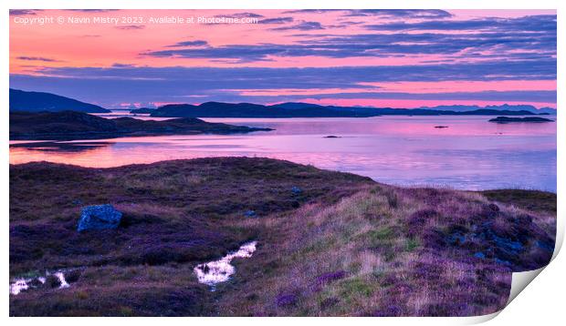 Sunrise over East Loch Tarbert, Isle of Harris Print by Navin Mistry