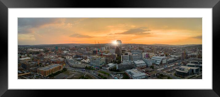 Sheffield Cityscape Sunset Framed Mounted Print by Apollo Aerial Photography