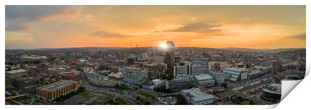 Sheffield Cityscape Sunset Print by Apollo Aerial Photography