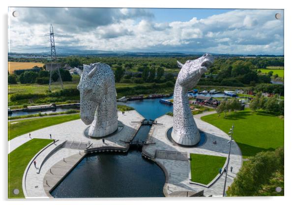 The Kelpies  Acrylic by Apollo Aerial Photography