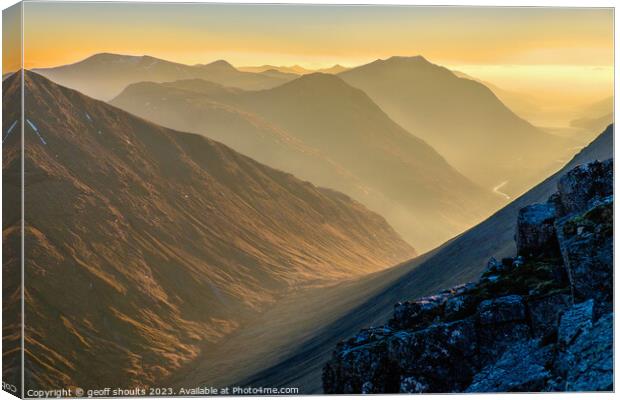 Winter Afternoon Glen Etive Canvas Print by geoff shoults