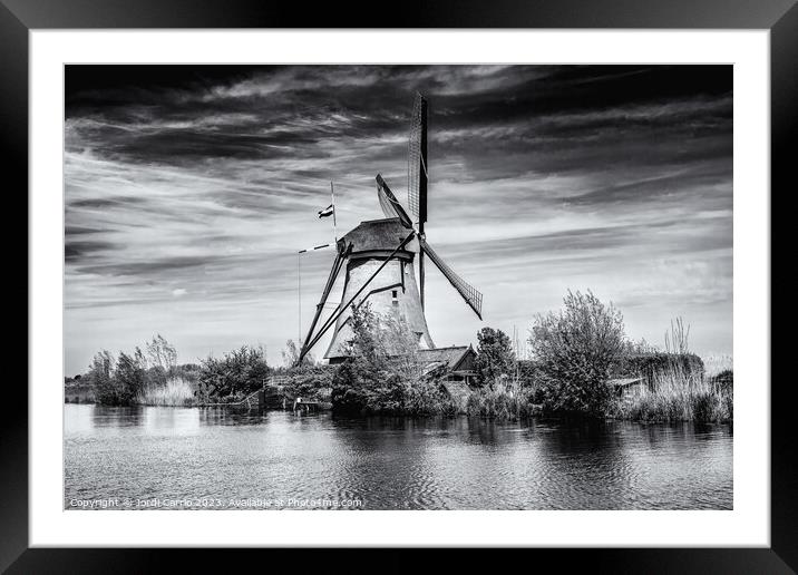 The majesty of the Windmill - CR2305-9264-BW. Framed Mounted Print by Jordi Carrio