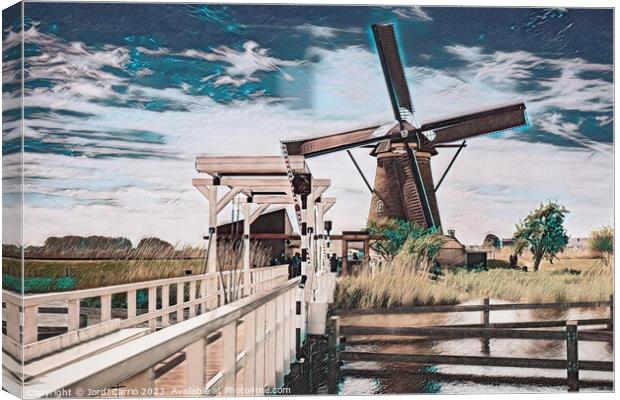 Wooden Bridge and Mill - CR2305-9281-REMIX Canvas Print by Jordi Carrio
