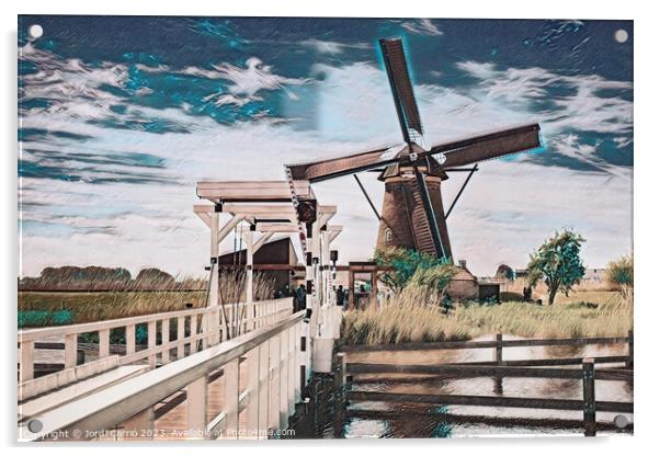 Wooden Bridge and Mill - CR2305-9281-REMIX Acrylic by Jordi Carrio