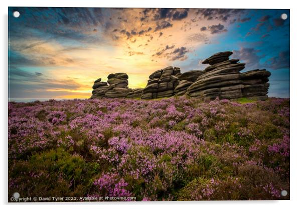 Wheel Stones: A Derbyshire Summer's Panorama Acrylic by David Tyrer