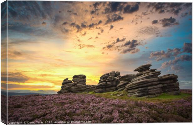 Wheel Stones: A Derbyshire Sunset Panorama Canvas Print by David Tyrer